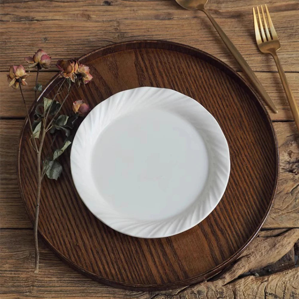 Round Wooden Serving Tray 21/27/30cm Wood Platte Decorative Tray for Coffee Home Table Breakfast Dinner Tea Food Tray