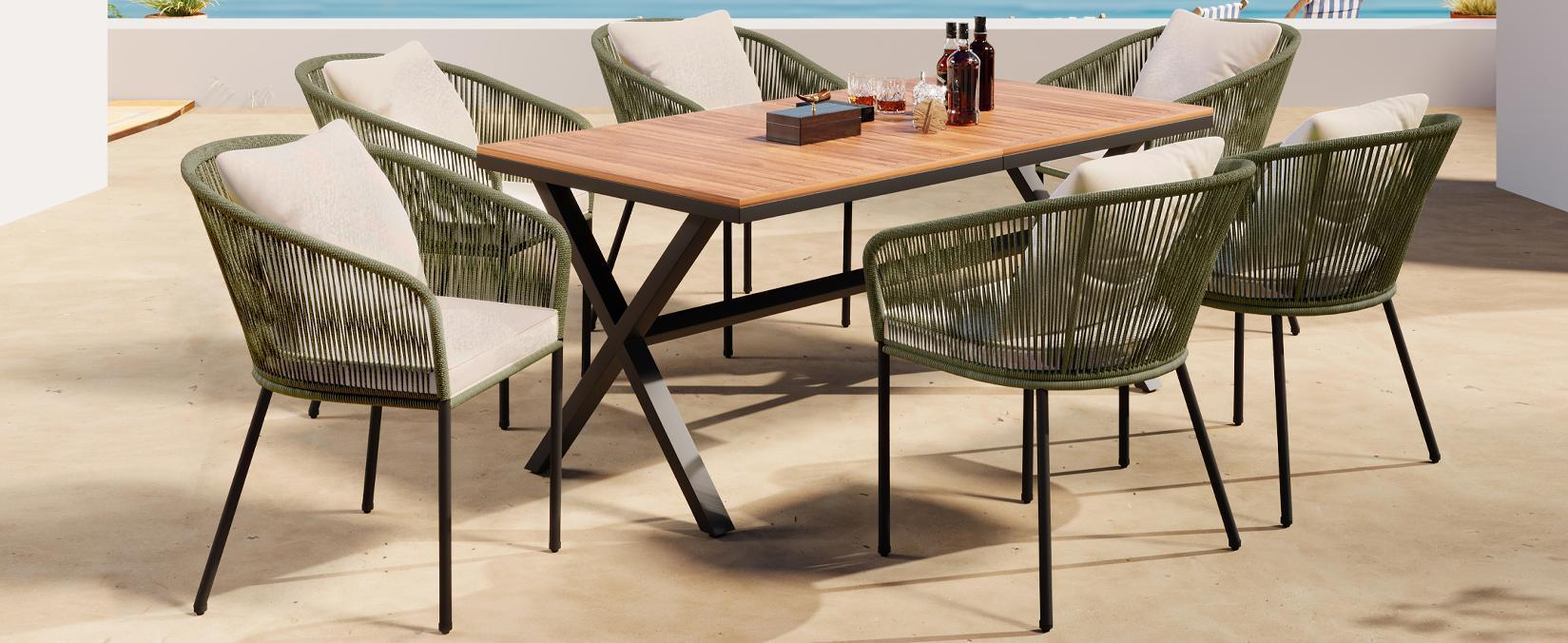 7 Pieces Patio Dining Set, All-Weather Outdoor Furniture Set with SHIPPING ONLY IN USA
