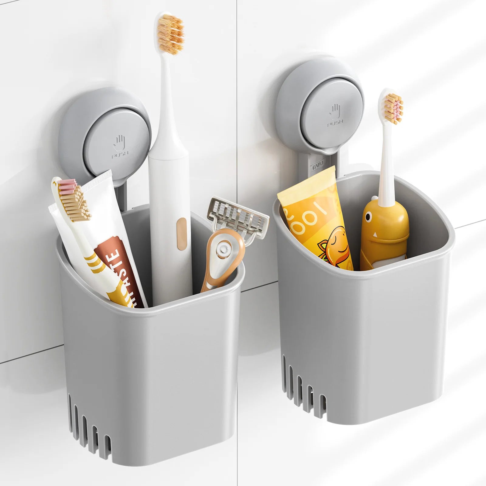 TAILI Suction Cup Toothbrush Holder No Drilling Removable Razor Holder for Bathroom Shower Electric Toothbrush Toothpaste Holder