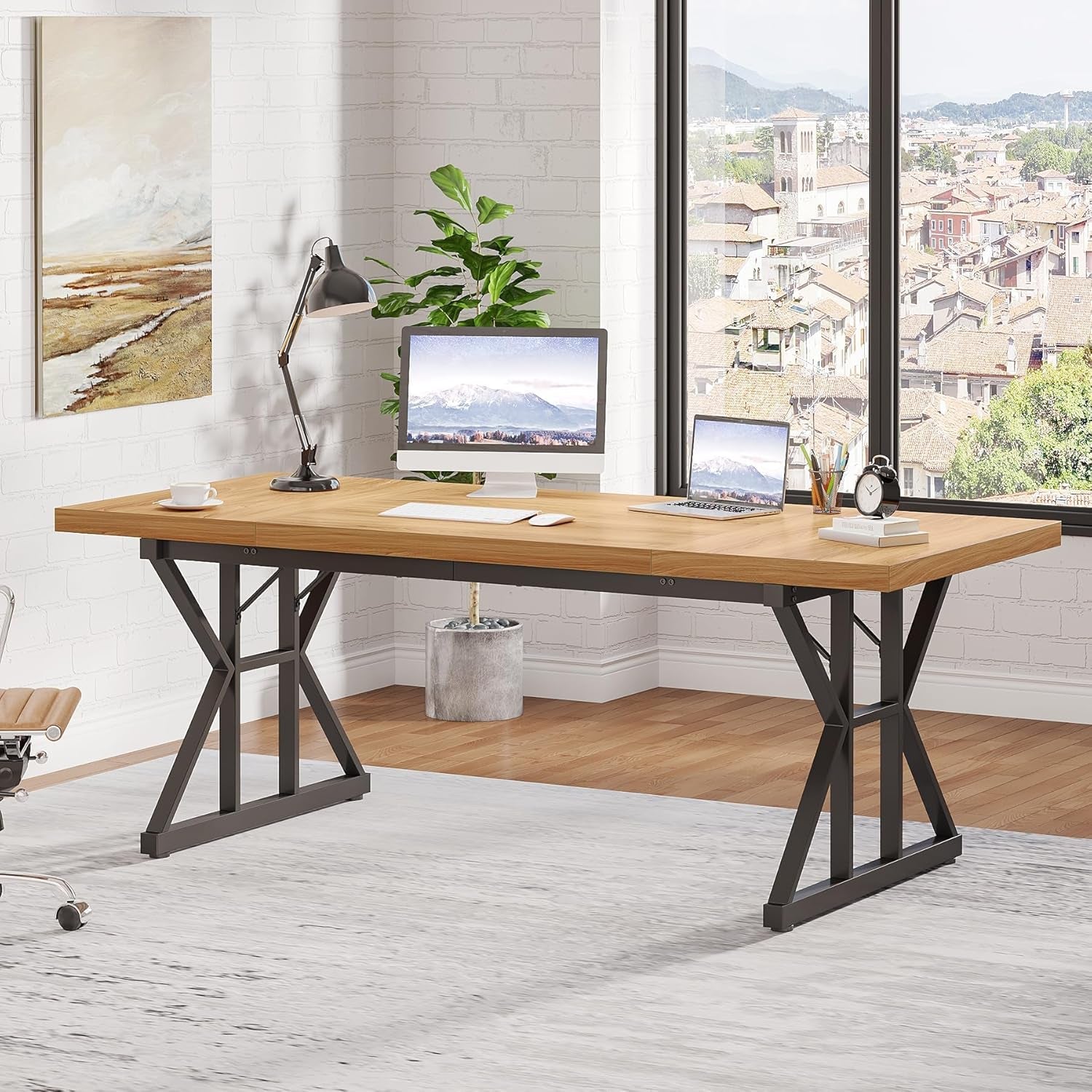 70.8-Inch Executive Desk, Large Computer Office Desk Workstation SHIPPING ONLY IN USA