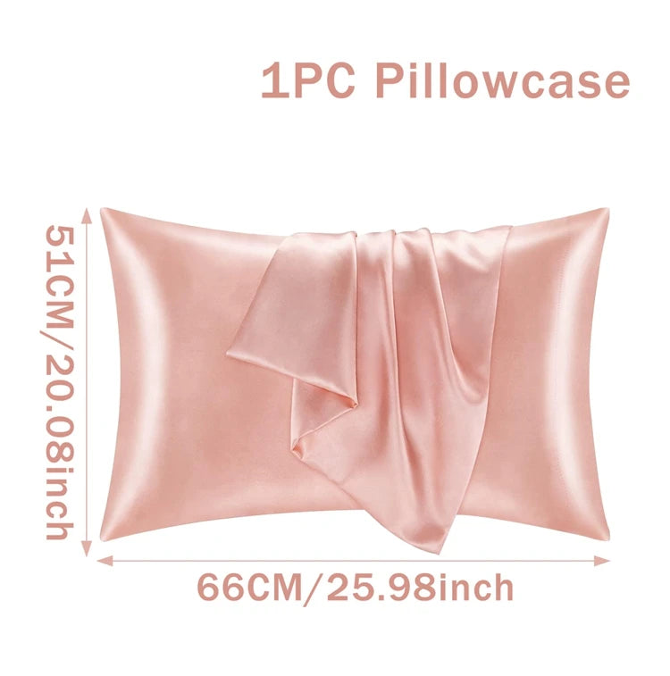 Silk Satin Pillowcase Simple Solid Color Pillow Cover Bedding Household Smooth Multicolor Satin Pillowcase Household 66x51cm