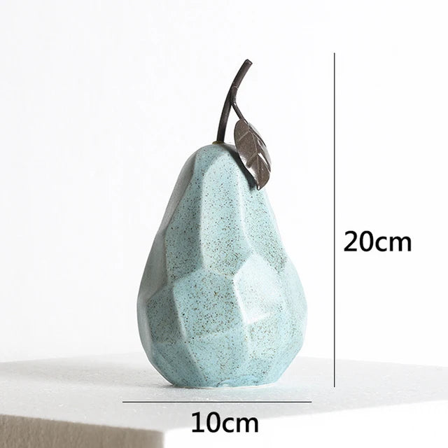 Nordic Sculpture Figurines For Interior Office Desk Accessories Home Decor Pear Apple Ceramic Decor Abstract Fruit Ornaments