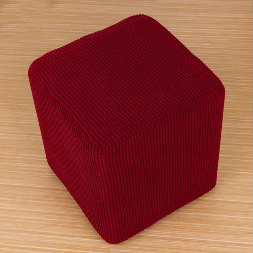New Solid Stretch Ottoman Slipcover Sofa Footstool Cover Storage Protector