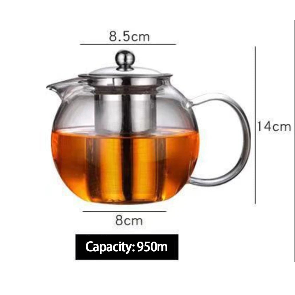 Heat Resistant Tea Pot Infuser Thickened Glass Teapot Kettle 650ML/950ML/1300ML Teaware Set With Stainless Steel Filter Strainer