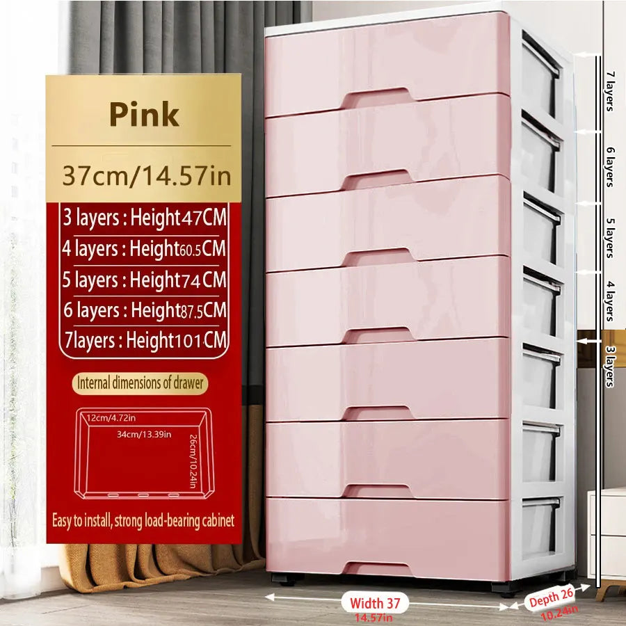 3/4/5/6/7 Layer  Drawer Storage Cabinet Storage Organizer with Wheels Multifunction Dustproof Wardrobe