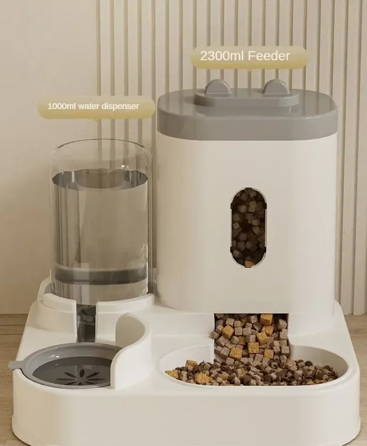 All-in-One Pet Feeding Station Automatic Food Bowl Water Fountain Cats/Dogs Large Capacity Raised Stand Essential Accessories