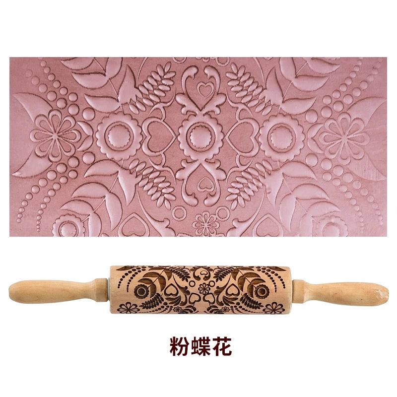 Pottery Art Wood Texture Roll Relief Tree Stone Flower Pattern Embossed Rod Mud Rolling Pin DIY Ceramic Pottery Tools Mud Roll