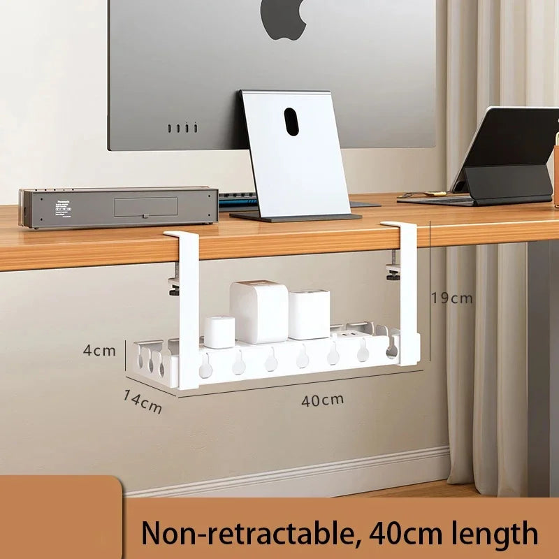 Extendable Under Desk Cable Management No Drilling Metal Cable Tray Space Saving Multipurpose Household Hanging Organizer Shelf