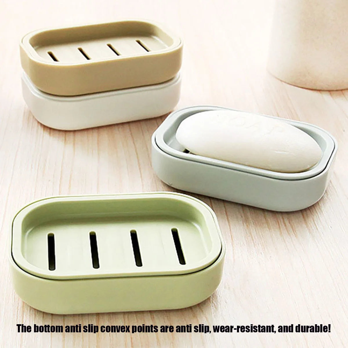 Portable Double-Layer Soap Dish with Drainage Cover Square Plastic Storage Box for Bathroom & Travel Use ﻿