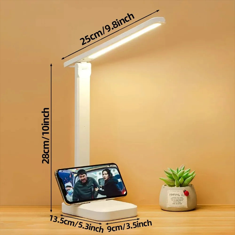 LED Desk Lamp USB Rechargeable Touch Night Light 3 Levels Dimmable Eye Protection Foldable Table Lamp For Bedroom Bedside Readin