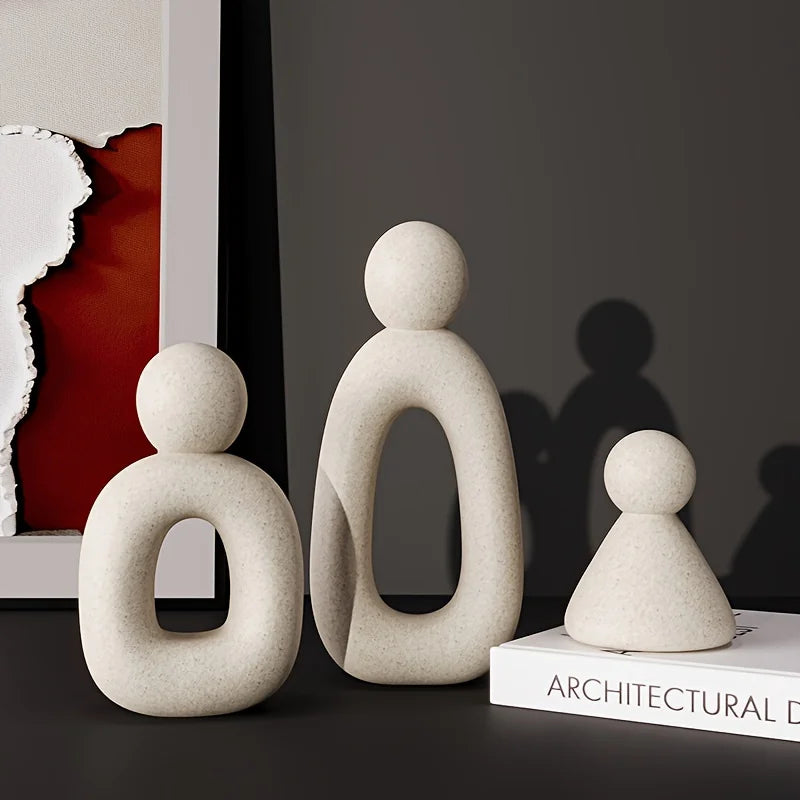 3pcs/set Family Statue Modern Style Home Decor Hollow Sculpture Nordic Living Room Ornaments Bedroom Decoration Figurines Gift