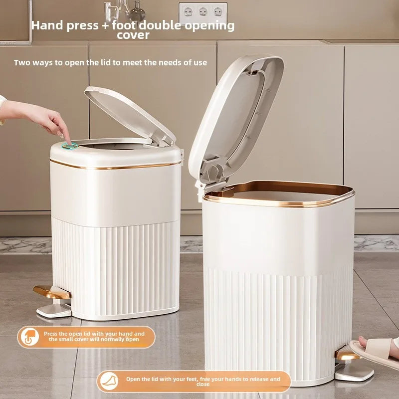 8/10L Foot Pedal Trash Can Luxury Office Kitchen Trash Can Waterproof Bathroom Waste Bins with Lid Large Capacity Garbage Bin