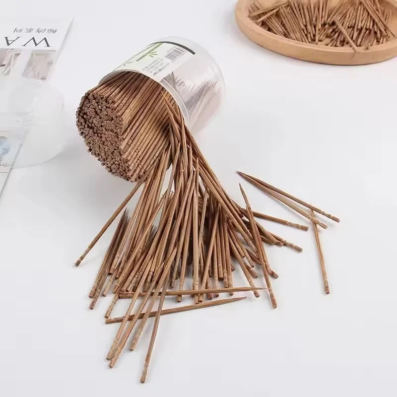 800pcs Disposable Toothpick Household Carbonized Bamboo Toothpick Eco-friendly Single Head Tooth Picks For Home Dining Hotel