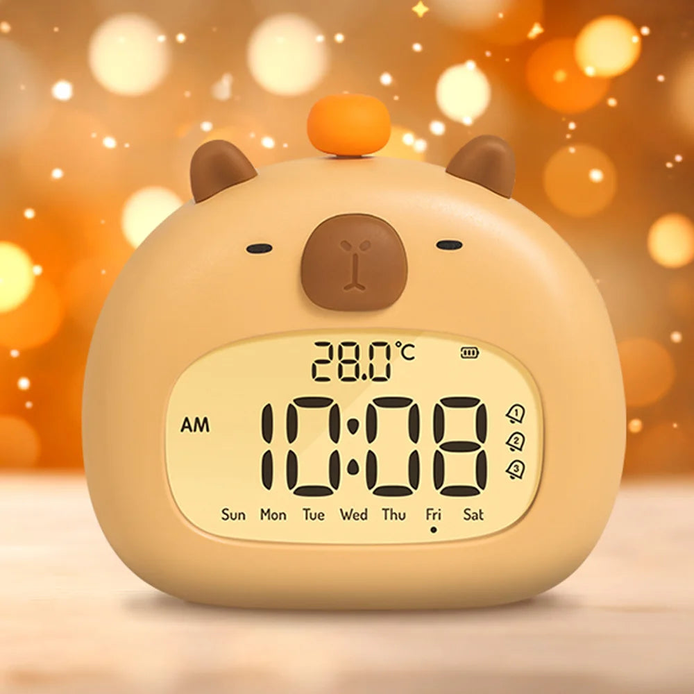 LED Alarm Clock With Night Light Multi-functional Timer Wake Up Alarm Clocks Capybara Axolotl Koala Bedroom Desk Decor Kids Gift