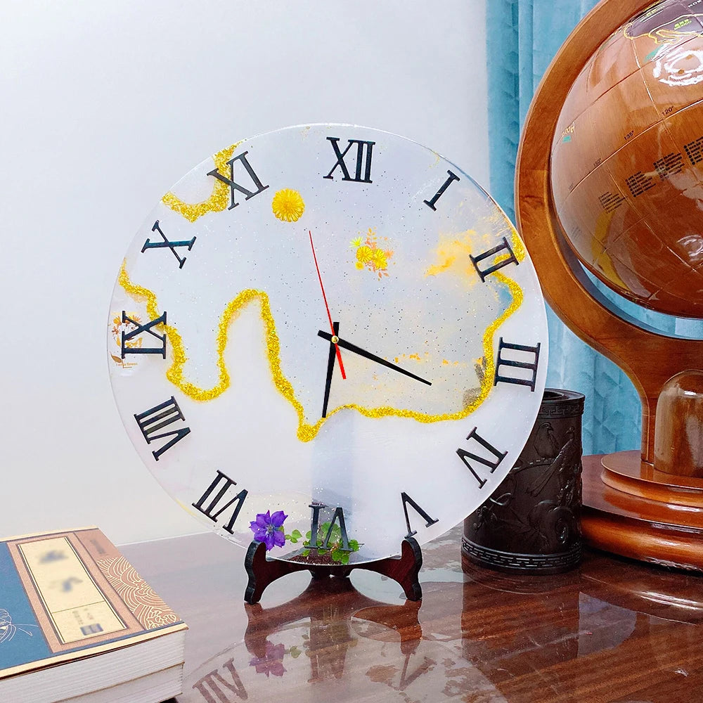 DM732 Large Round Clock Resina Epoxy Transparente Molds Silicon Wall Decor Manualidades Room Hanging Ornaments