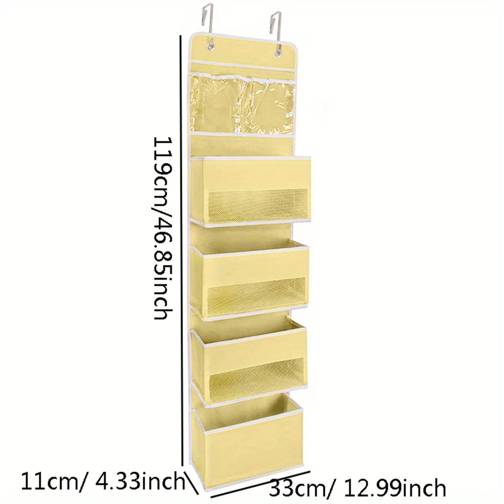 1 PC Non-Woven Fabric, 6-Layer Detachable, Divided Into 2 Hanging Storage Door Devices With Hooks, Anti Swinging Dormitory