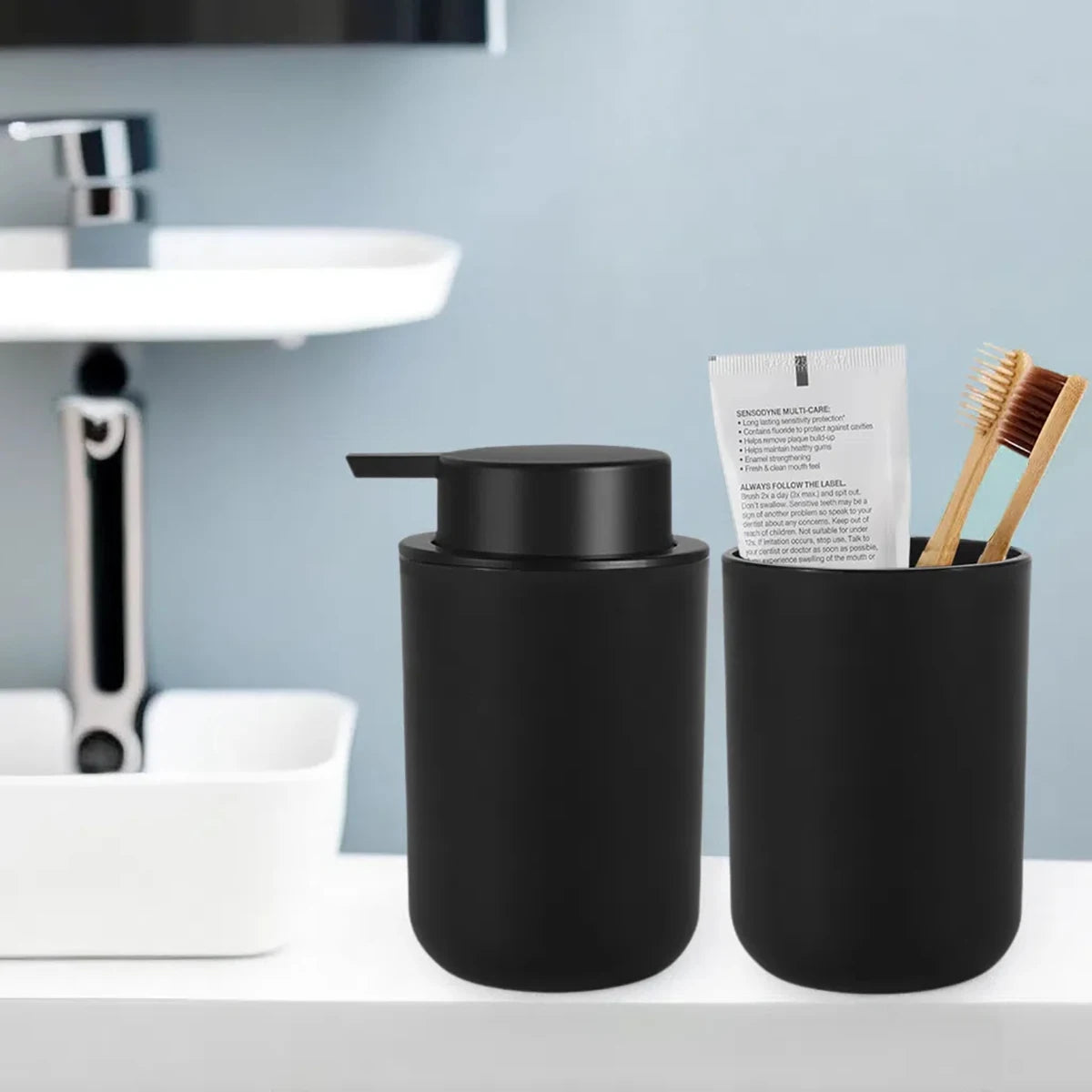 Foam Soap Dispenser with Mouthwash Cup Bathroom Refillable Foaming Hand Soap Lotion Bottles Kitchen Hands and Dish Soap Bottle