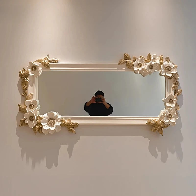 French retro carved fireplace decorative mirror wall-mounted American European wall-mounted dressing advanced full-length mirror