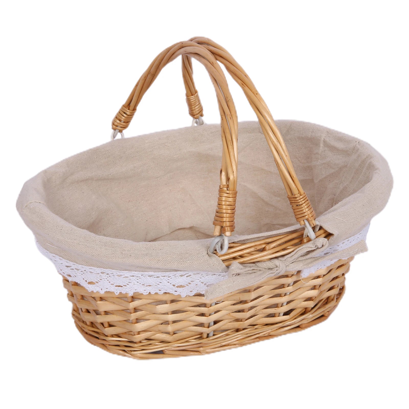 ZK40 Rattan picnic basket, wicker basket, pastoral picnic activity handle basket