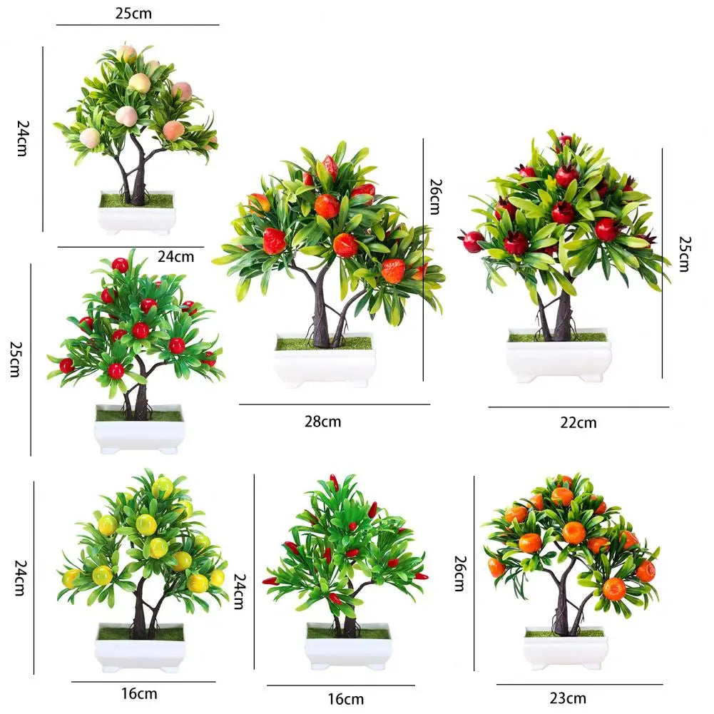 Artificial Orange Bonsai Potted Flower Home Office Garden Decor Peach pepper Tree Artificial Fruit Plant Potted Fake Plant Decor