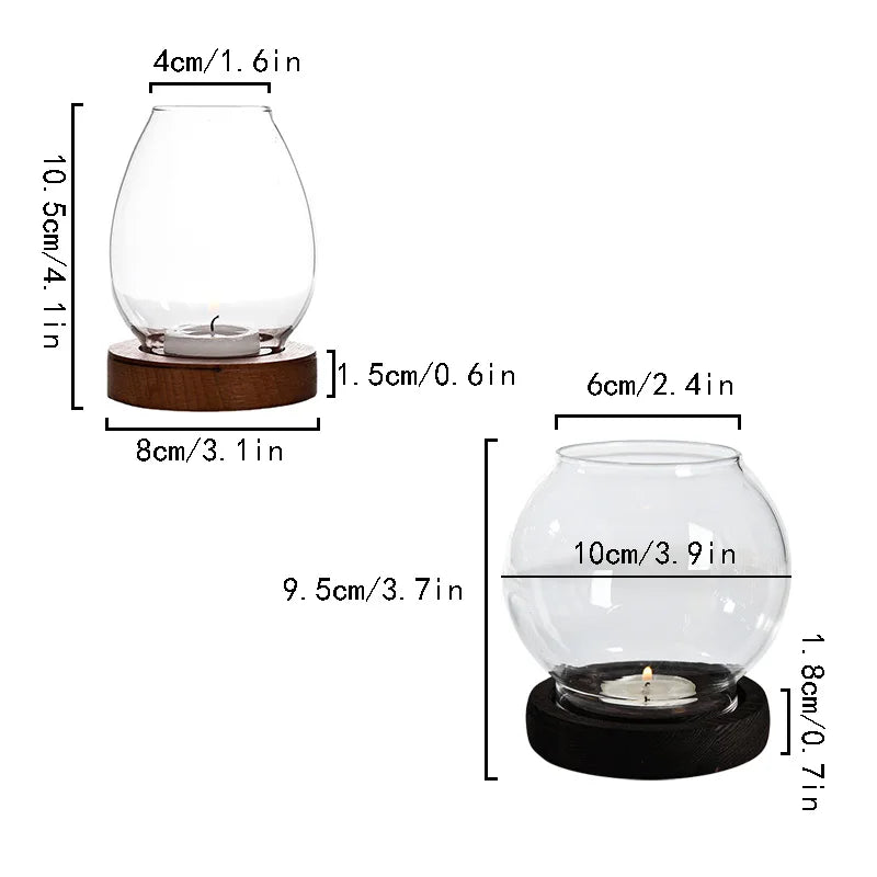 Transparent Glass Candle Holder Round Tealight Candlesticks Retro Oil Lamp Shape Romantic Wedding Party Dinner Table Decoration