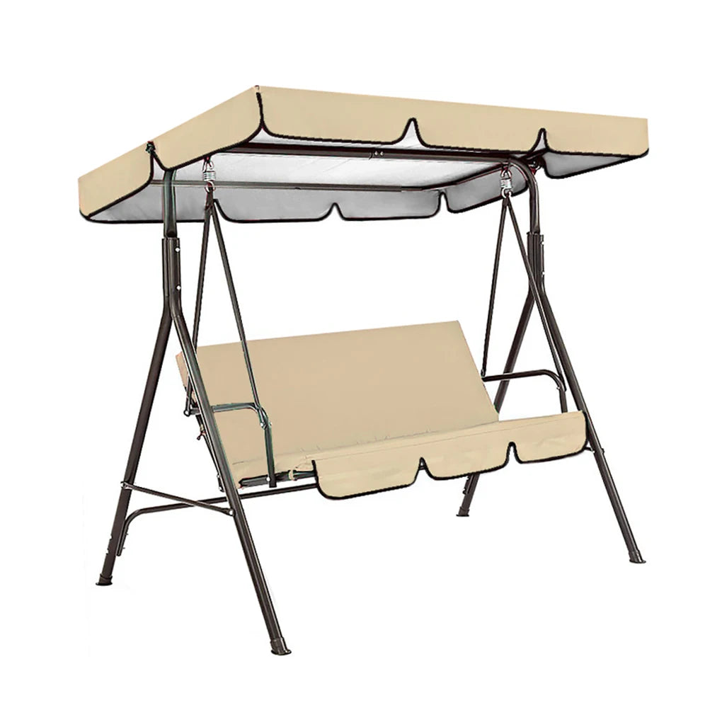 2PCS 210D Coating Uv-Resistant Waterproof Garden Chairs Patio Swing Cover Set Swing Canopy Seat Top Awning 190*132*15cm