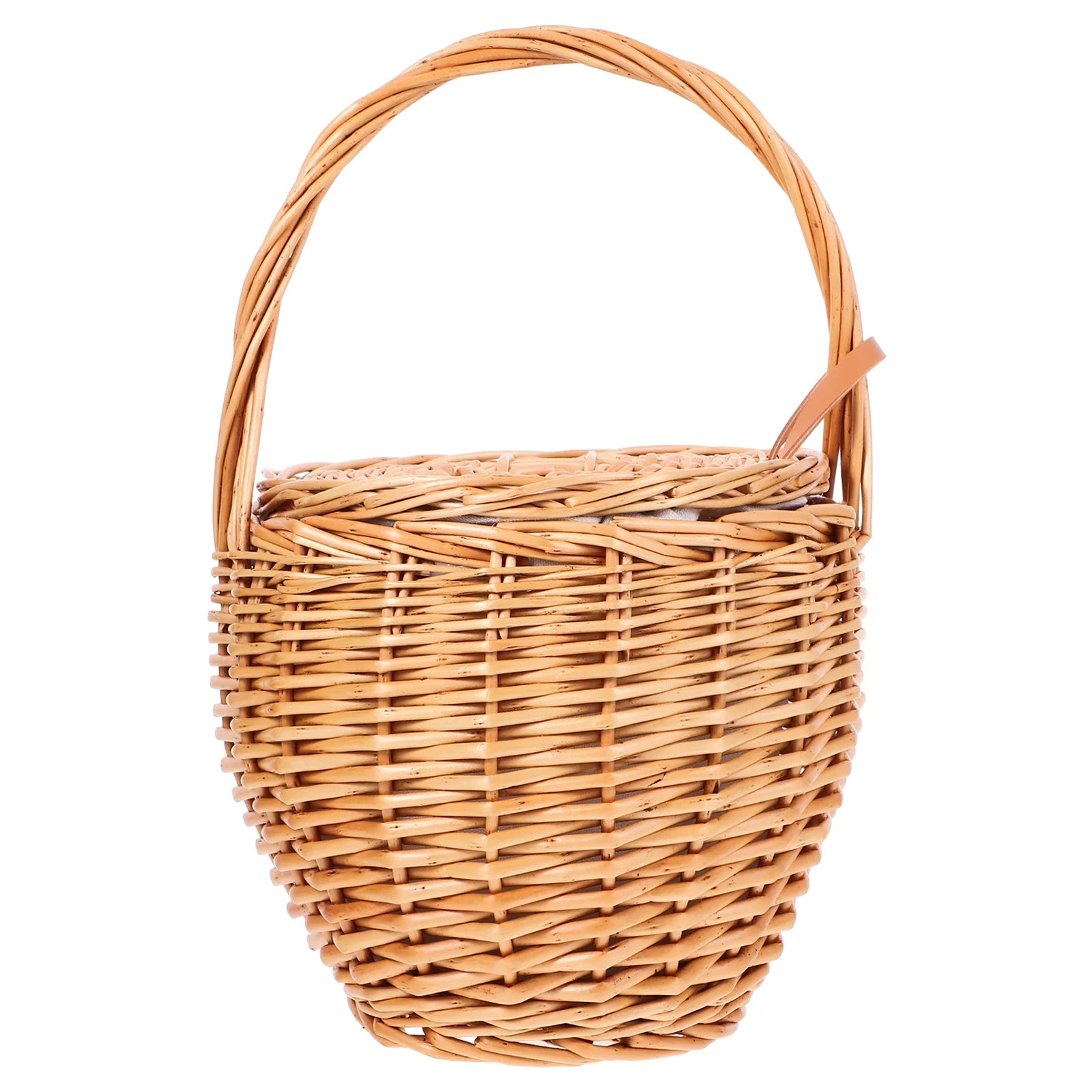 Handwoven Wicker Picnic Natural Rattan Storage Basket for Outdoor Decorative Portable Fruit Basket Household Storage Woven