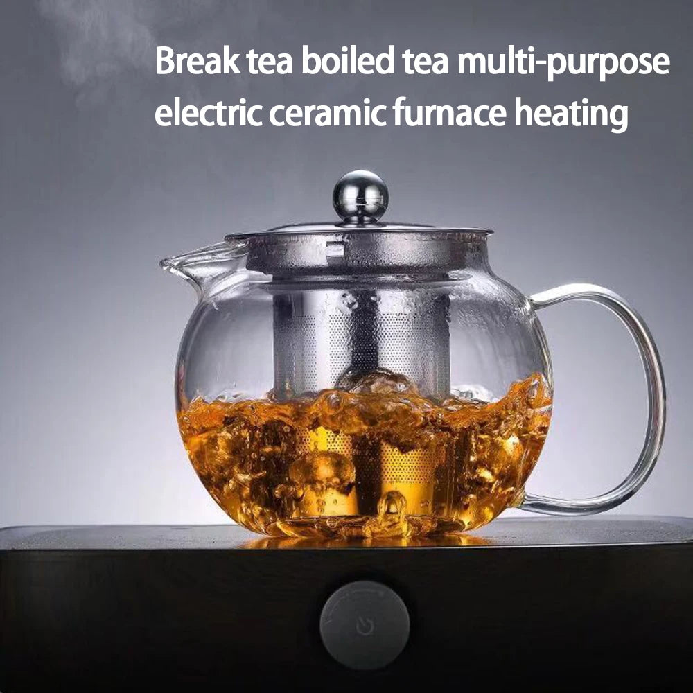 Heat Resistant Tea Pot Infuser Thickened Glass Teapot Kettle 650ML/950ML/1300ML Teaware Set With Stainless Steel Filter Strainer