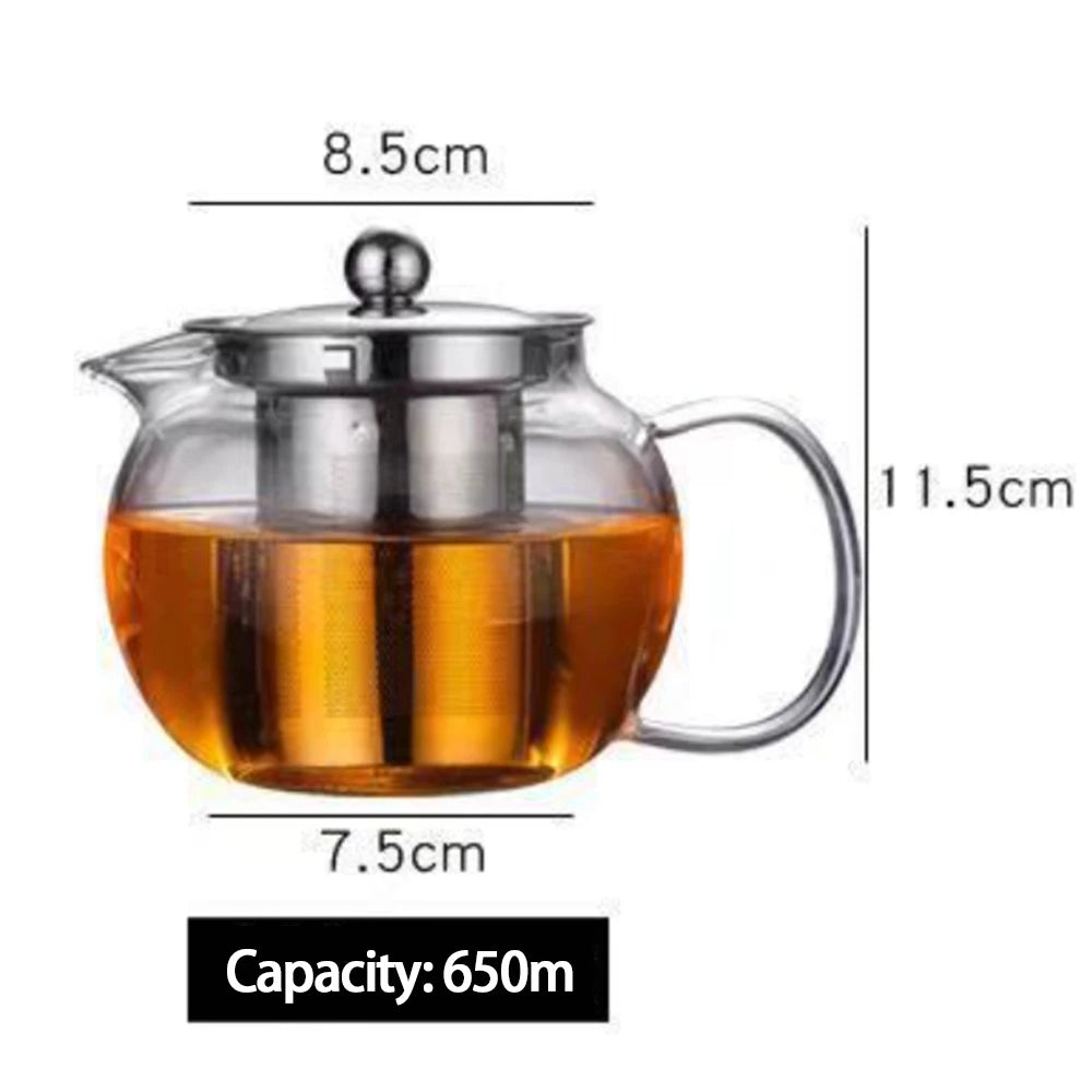 Heat Resistant Tea Pot Infuser Thickened Glass Teapot Kettle 650ML/950ML/1300ML Teaware Set With Stainless Steel Filter Strainer