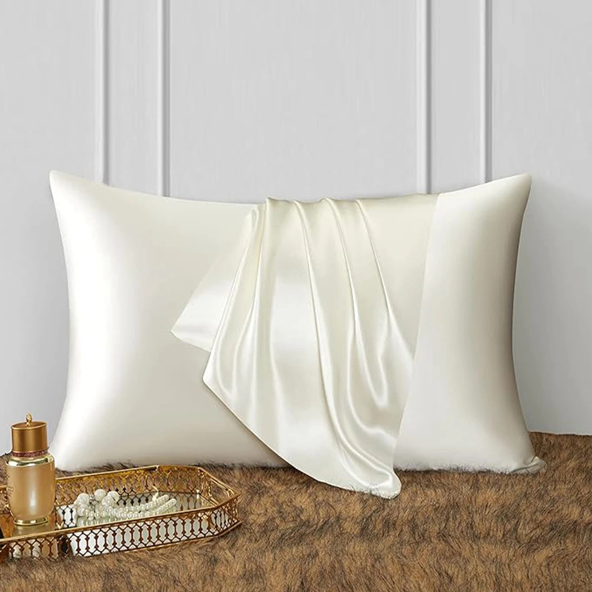 Silk Satin Pillowcase Simple Solid Color Pillow Cover Bedding Household Smooth Multicolor Satin Pillowcase Household 66x51cm