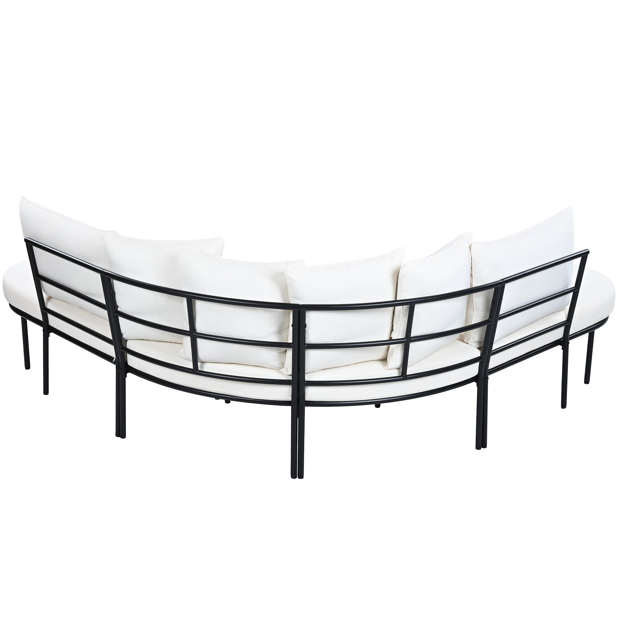 Patio Half- Moon Curved Outdoor Furniture Sofa Set with Coffee Table SHIPPING ONLY IN USA
