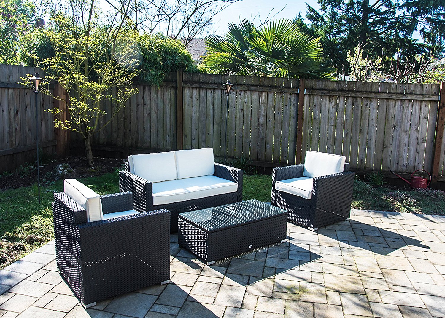 Outsunny Patio Sectional with Cushions 4pcs Outdoor Rattan Wicker Sofa SHIPPING ONLY IN CANADA.Unsupported Countries: Northwest,Nunavut,Territories,Yukon