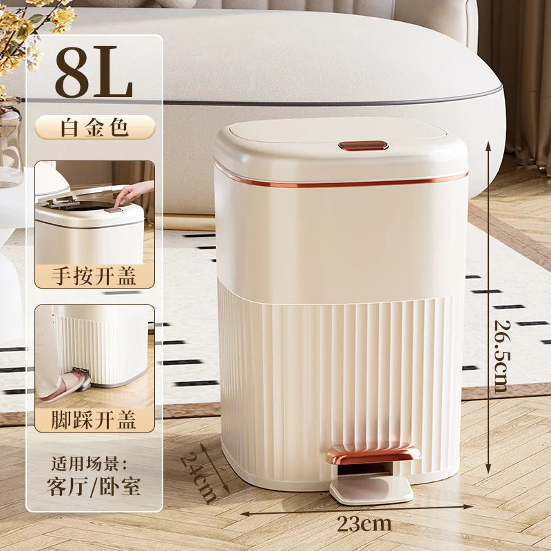 8/10L Foot Pedal Trash Can Waterproof Bathroom Waste Bins with Lid Large Capacity Garbage Bin Luxury Office Kitchen Trash Can