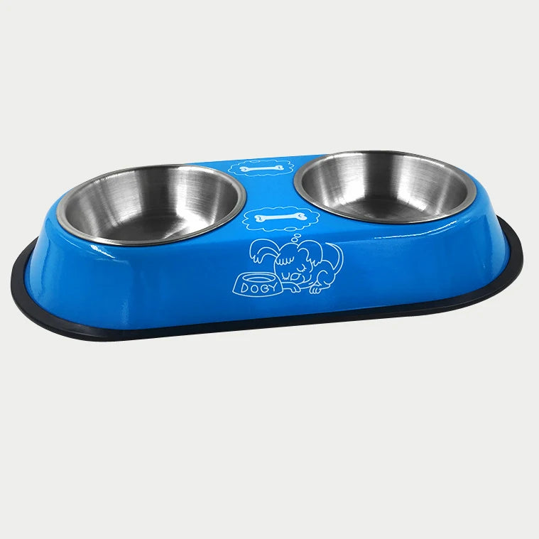 Pet Feeding Double Bowls Dog Cat Food Station Stainless Steel Water Food Bowls Feeder Solution for Dogs Cats supplies