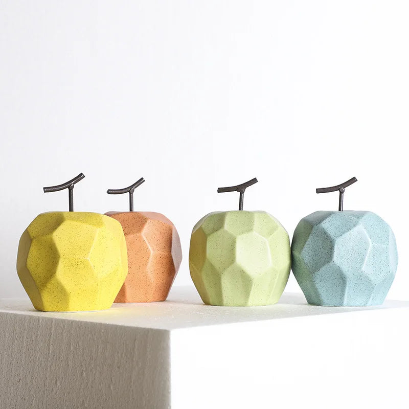 Nordic Sculpture Figurines For Interior Office Desk Accessories Home Decor Pear Apple Ceramic Decor Abstract Fruit Ornaments