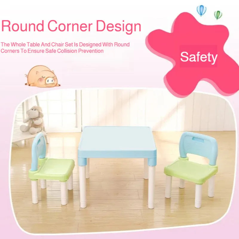 Kindergarten table and chair set Plastic Kids study table with Chair desk Toddler desk and chair set for Reading,Drawing,Snack