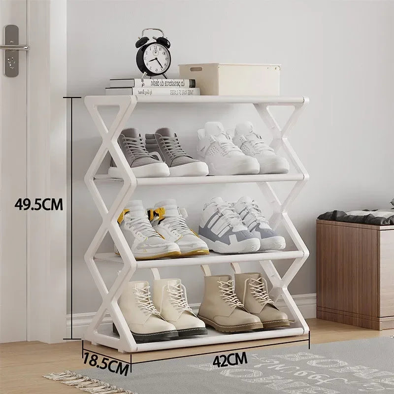 4-Layer Simple Shoe Rack Trapezoidal Shoes Organizer Space Saving Living Room Assembly Shoe Rack Multifunctional Home Supplies