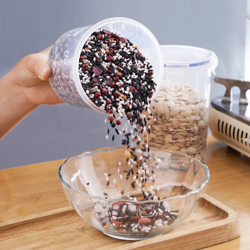 1-4Pcs Sealed Storage Box Transparent Kitchen Food Grain Organize Storage Tank Plastic Large Capacity Moisture-proof Sealed Jars
