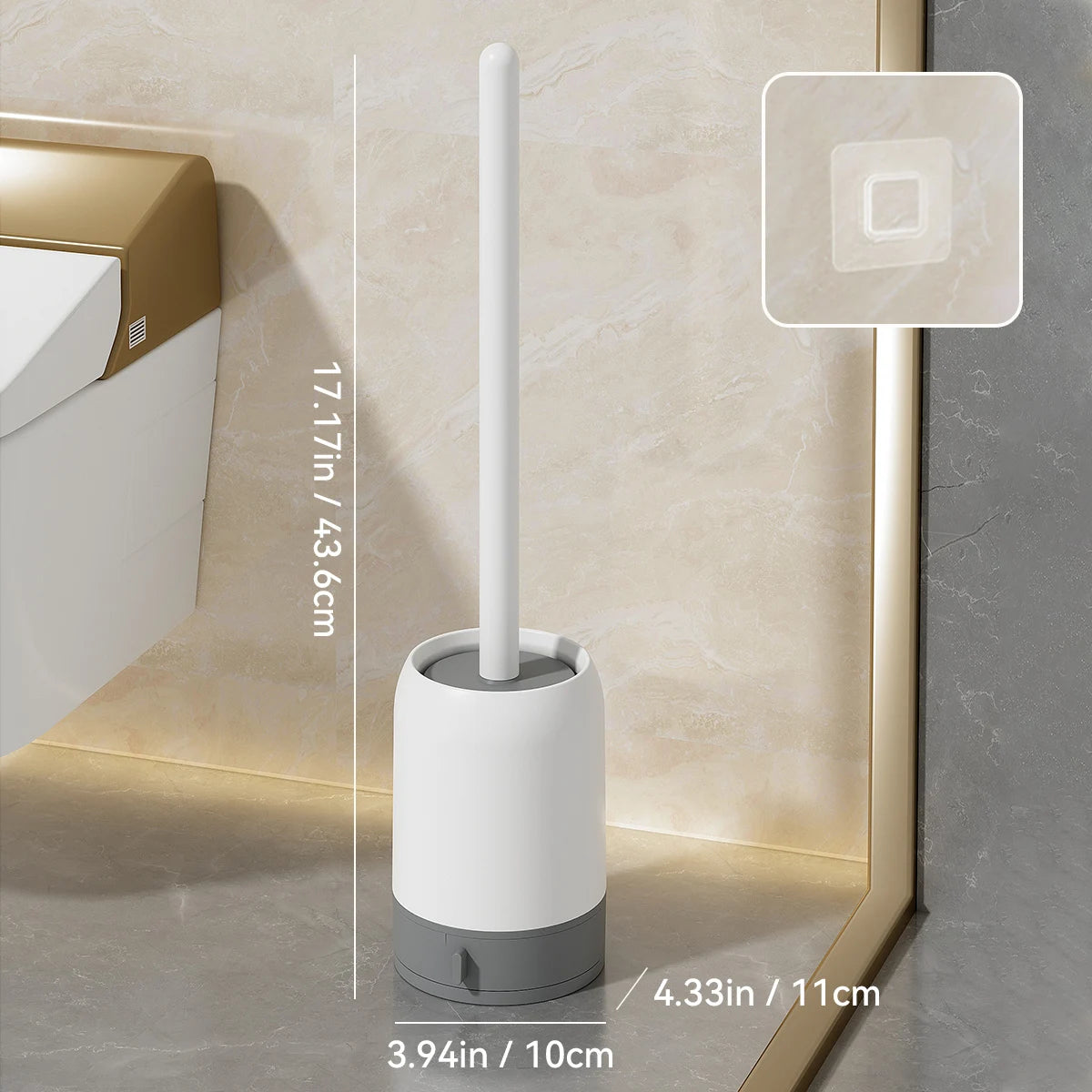 WORTHBUY Punch-Free Wall Mounted Toilet Brush With Drainable Base Long Handle Plastic Toilet Cleaning Brush Bathroom Accessories