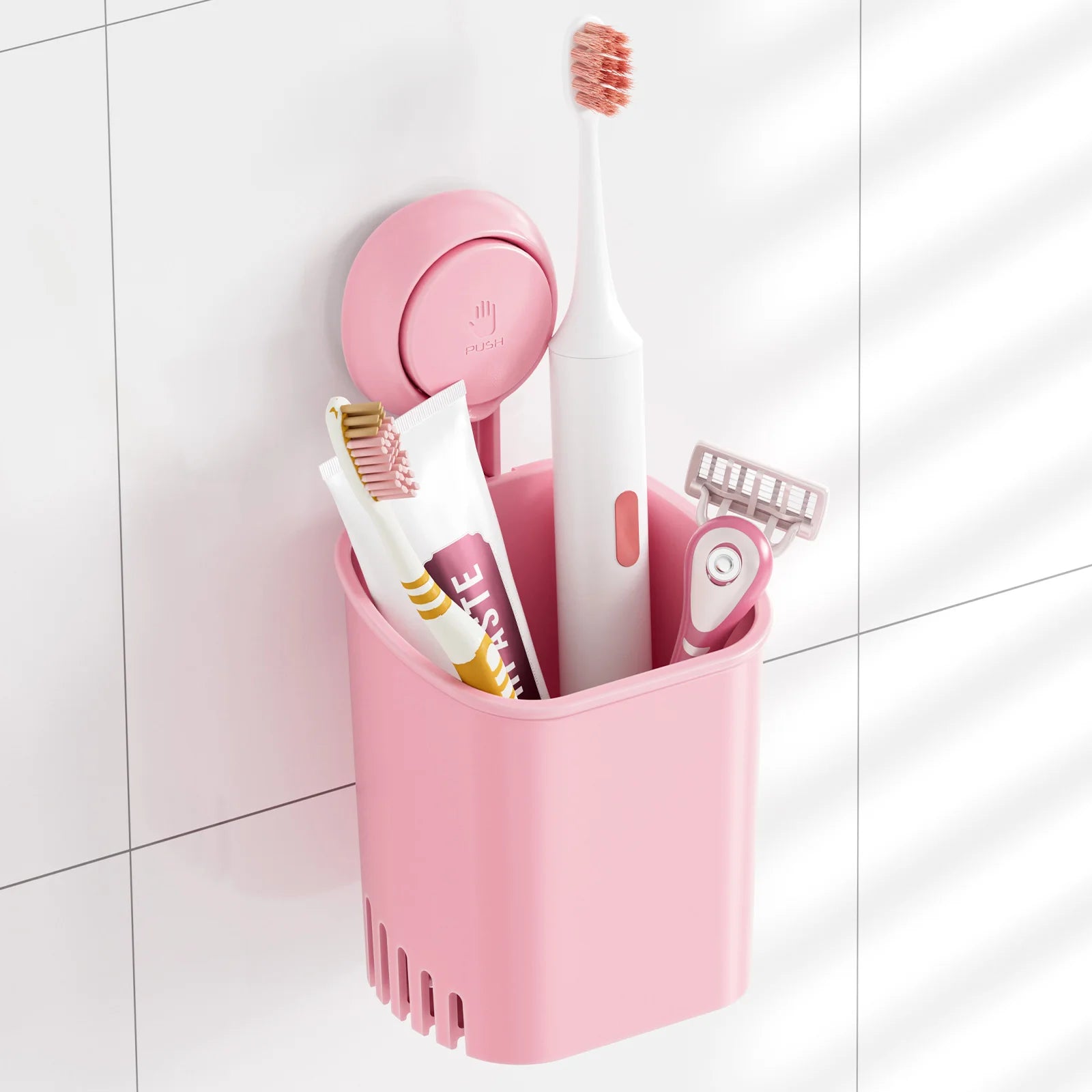 TAILI Suction Cup Toothbrush Holder No Drilling Removable Razor Holder for Bathroom Shower Electric Toothbrush Toothpaste Holder