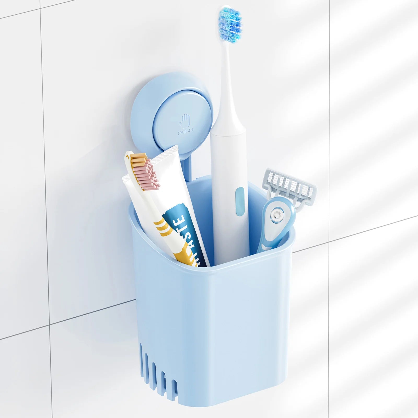 TAILI Suction Cup Toothbrush Holder No Drilling Removable Razor Holder for Bathroom Shower Electric Toothbrush Toothpaste Holder