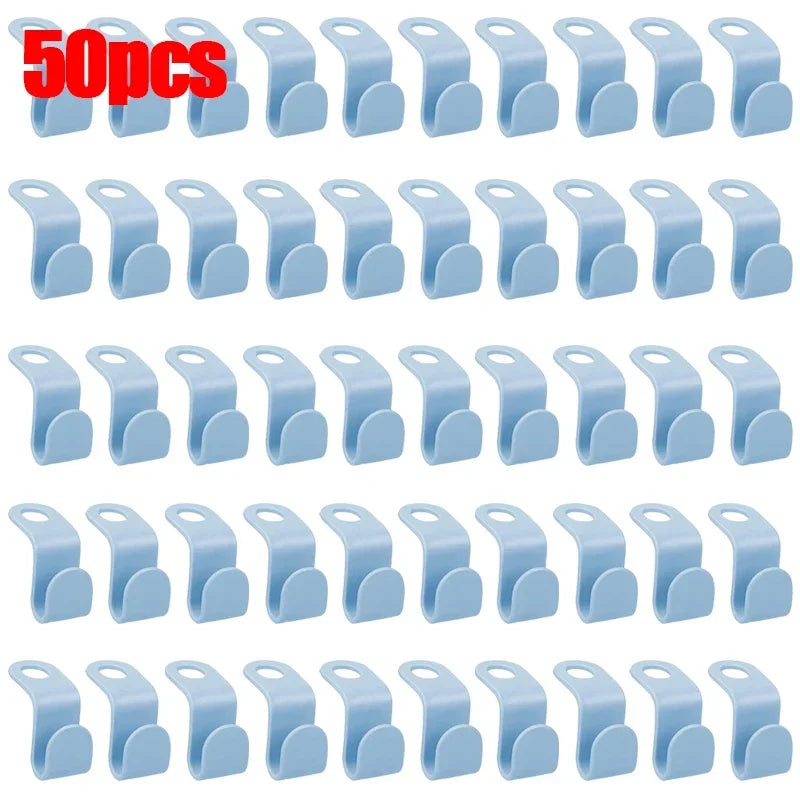 50/5Pcs Clothes Hanger Hooks Space Saving Closet Connector Hook Cascading Hanger Plastic Extender Clips Wardrobe Coat Organizer