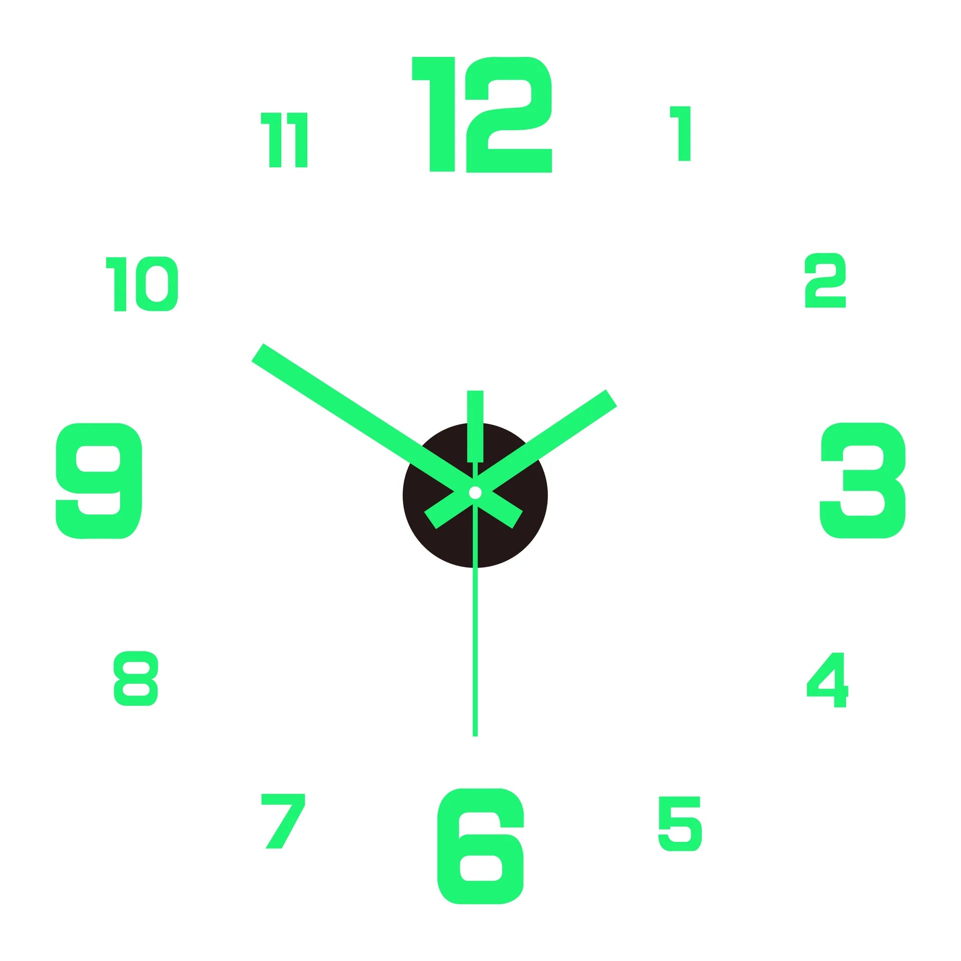 Creative minimalist glowing clock no-drill frameless silent hanging clock living room bedroom wall sticker decoration clock