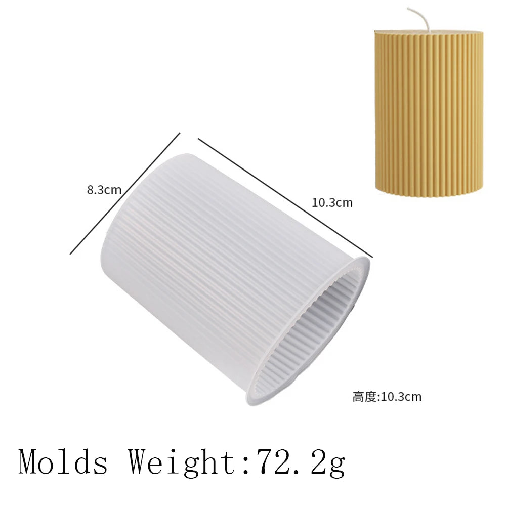 Striped Cylindrical Candle Silicone Mold Handmade Scented Candle Making Wax Mould DIY Crystal Epoxy Resin Craft Molds Home Decor