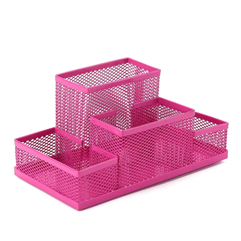 Multifuncional Desk Metal Mesh Pen Holder Organizer Office Supplies School Stationery Storage Case Pen Stand Desktop Accessories