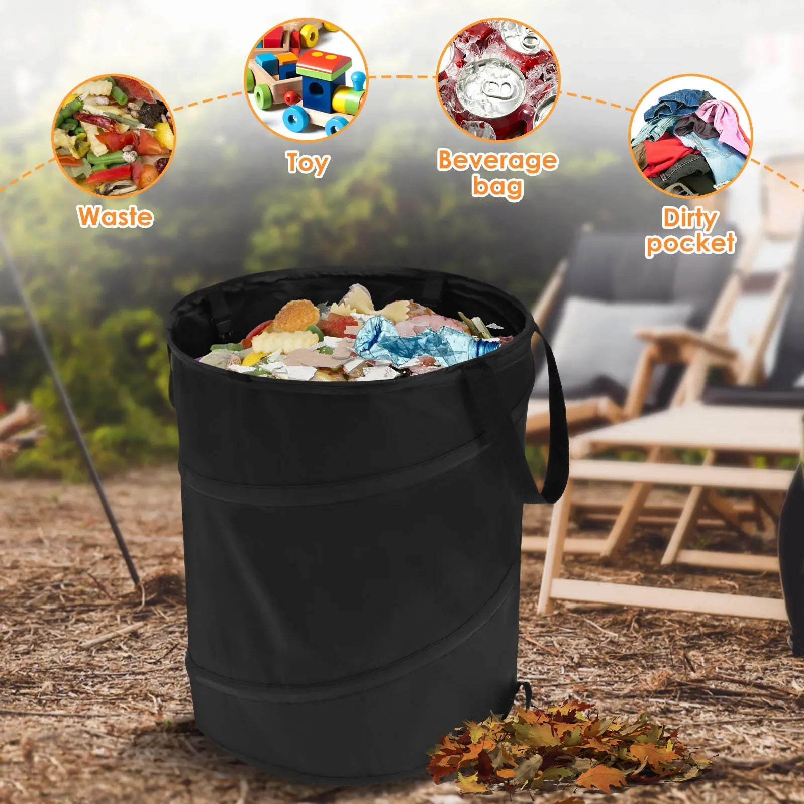 Collapsible Trash can Portable Garbage Can Pop Up Garden Leaf Trash Can Outdoor Camping Waste Bin Multifunctional Storage Box