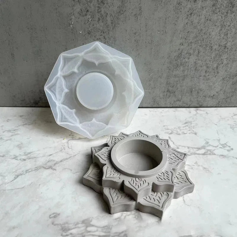 Concrete Candle Jar Silicone Mould Round Lotus Candle Holder Cement Plaster Mold DIY Handmade Epoxy Resin Candlestick Mould Tool