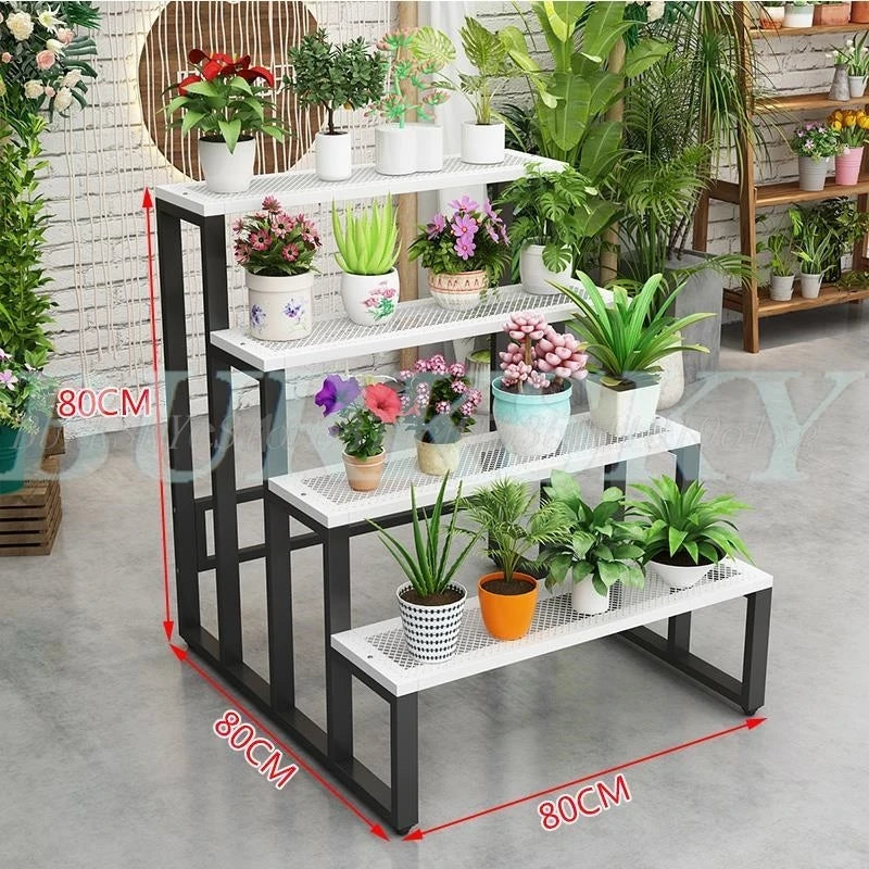 Flower Stand Plant Stand 2/3/4Tier Flower Shelf Planter Rack Storage Organizer Display Indoor Garden Balcony Floor-standing Rack