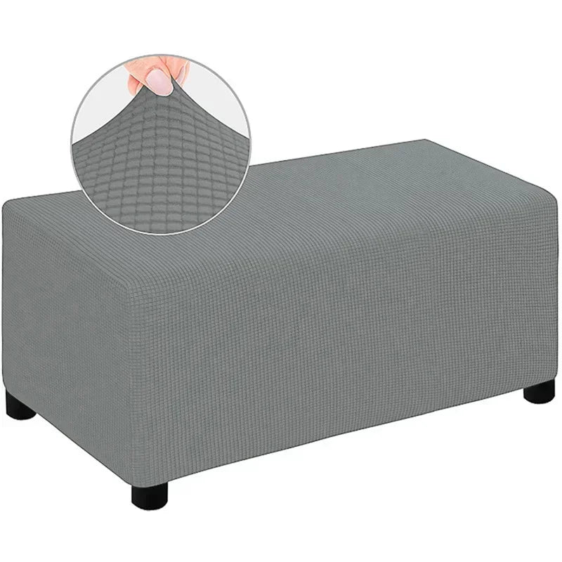 Jacquard Ottoman Slipcover Storage Stool Furniture Protector Cover Thick Rectangle Elastic Foot Rest Slipcover Home Decor 오토만 커버