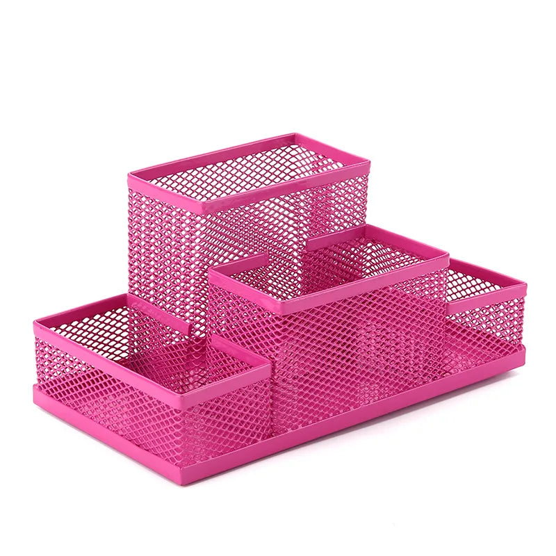 Multifuncional Desk Metal Mesh Pen Holder Organizer Office Supplies School Stationery Storage Case Pen Stand Desktop Accessories